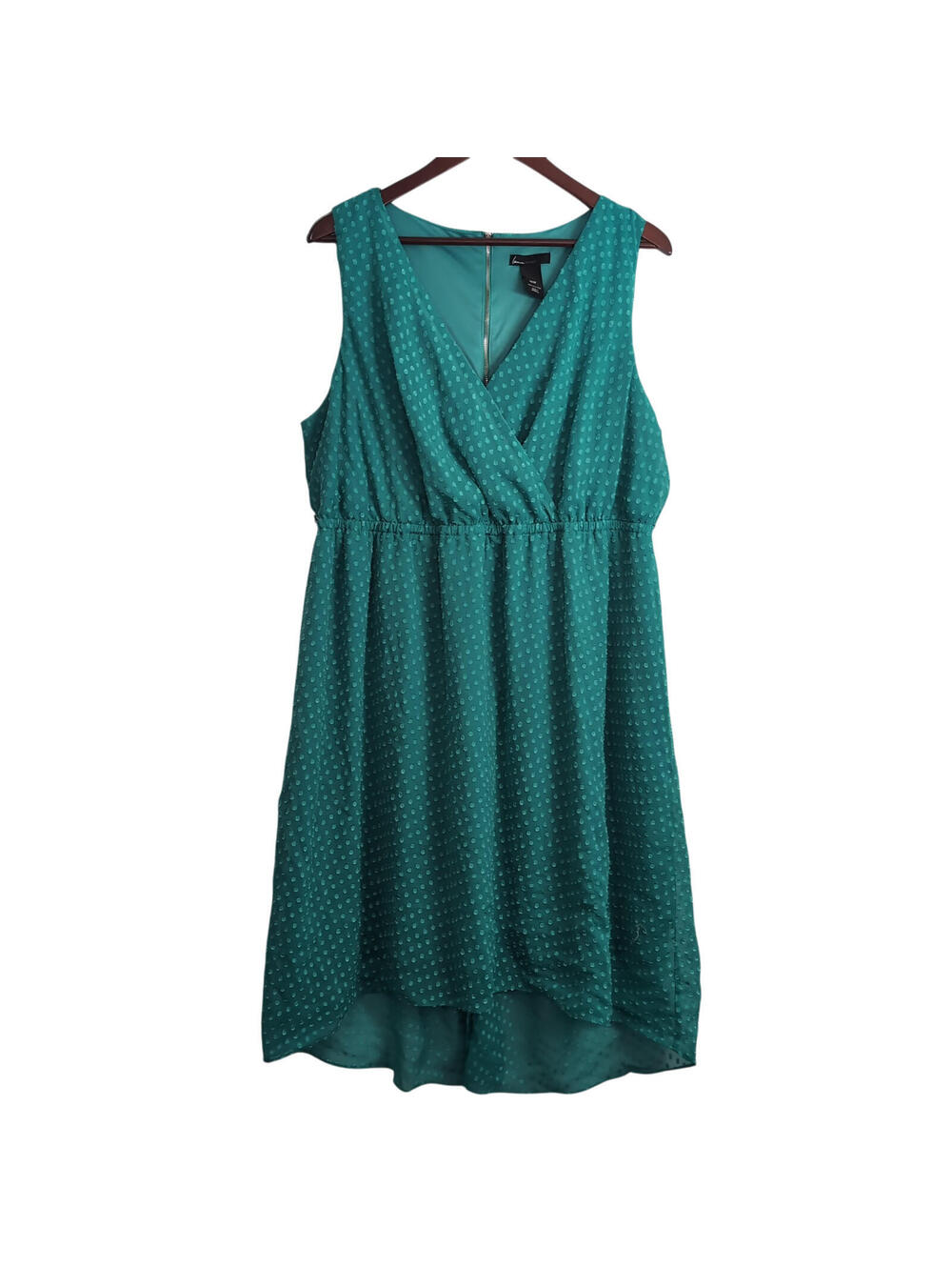 Lane Bryant Swiss Dot High-Low Dress in a Vibrant Teal/Green Shade Size 18/20